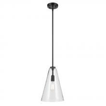 Kichler 42199BK - Everly 15.25" 1-Light Cone Pendant with Clear Glass in Black