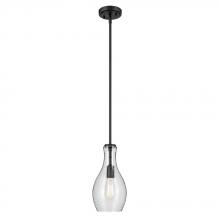 Kichler 42456BKCS - Everly 13.75" 1-Light Bell Pendant with Clear Seeded Glass in Black