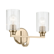  55225CPZFLU - Gioe 14.25" 2-Light Vanity Light with Clear Fluted Glass in Champagne Bronze