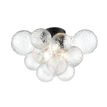 DVI DVP32812EB-WVC - Comet 3-Light Semi-Flush Mount Ceiling Light – Ebony with Wave clear Glass