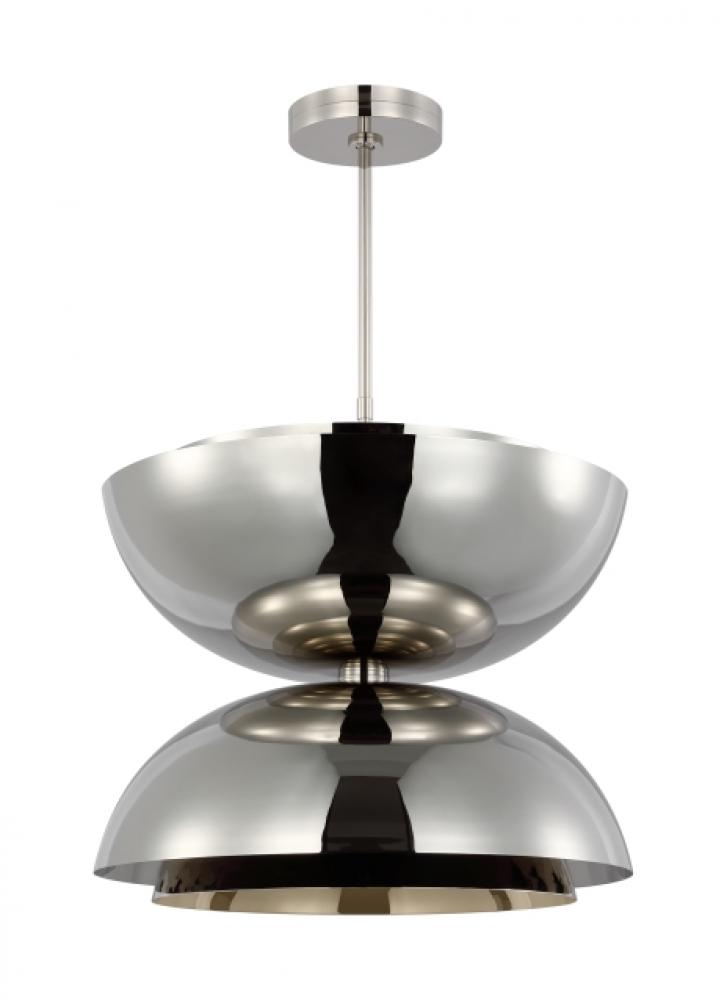 The Shanti X-Large Double 2-Light Damp Rated Integrated Dimmable LED Ceiling Pendant in Polished Nic