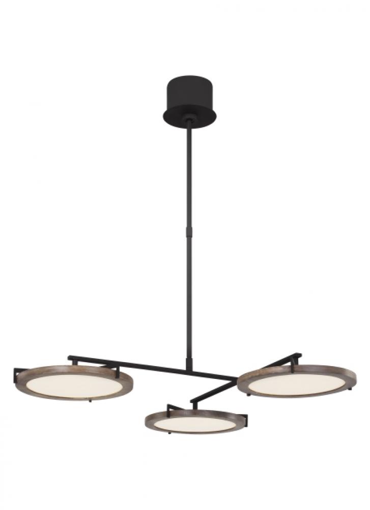 The Shuffle Medium 3-Light Damp Rated Integrated Dimmable LED Ceiling Chandelier in Nightshade Black