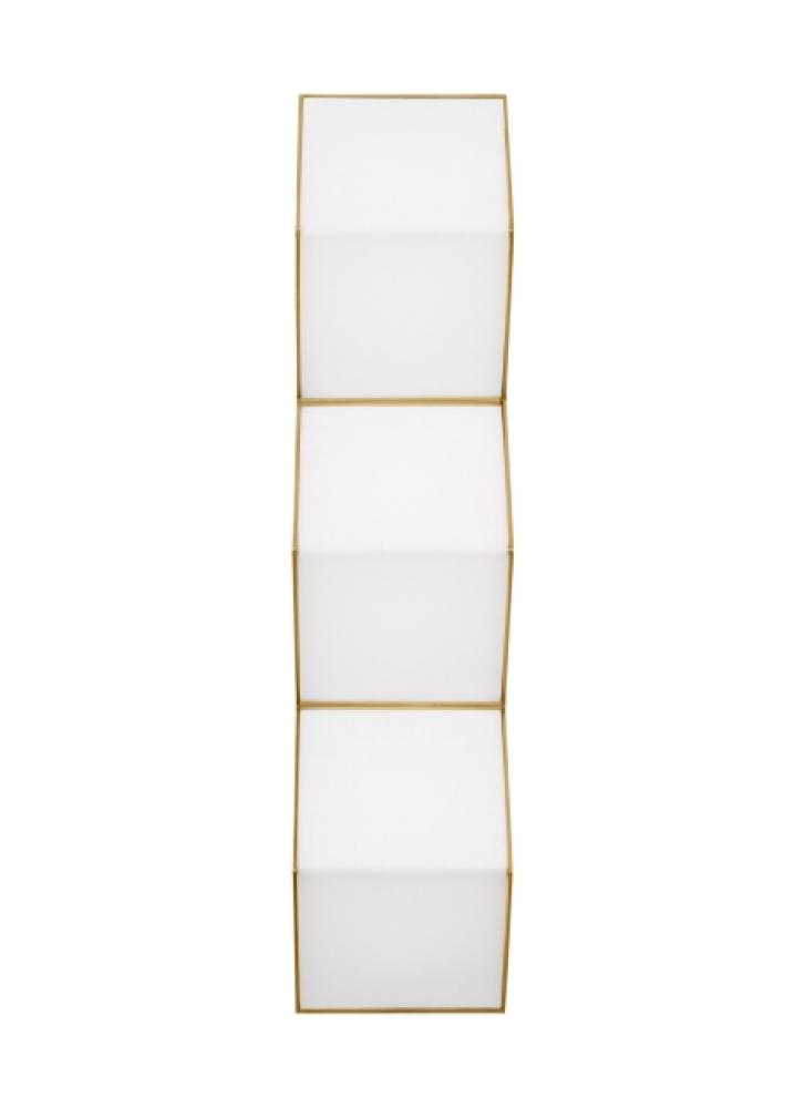 The Zig Zag Medium Damp Rated 3-Light Integrated Dimmable LED Wall Sconce in Natural Brass