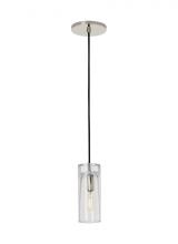  SLPD277CN - Sean Lavin Horizon 1-LT dimmable small accent pendant with polished nickel finish and glass shade