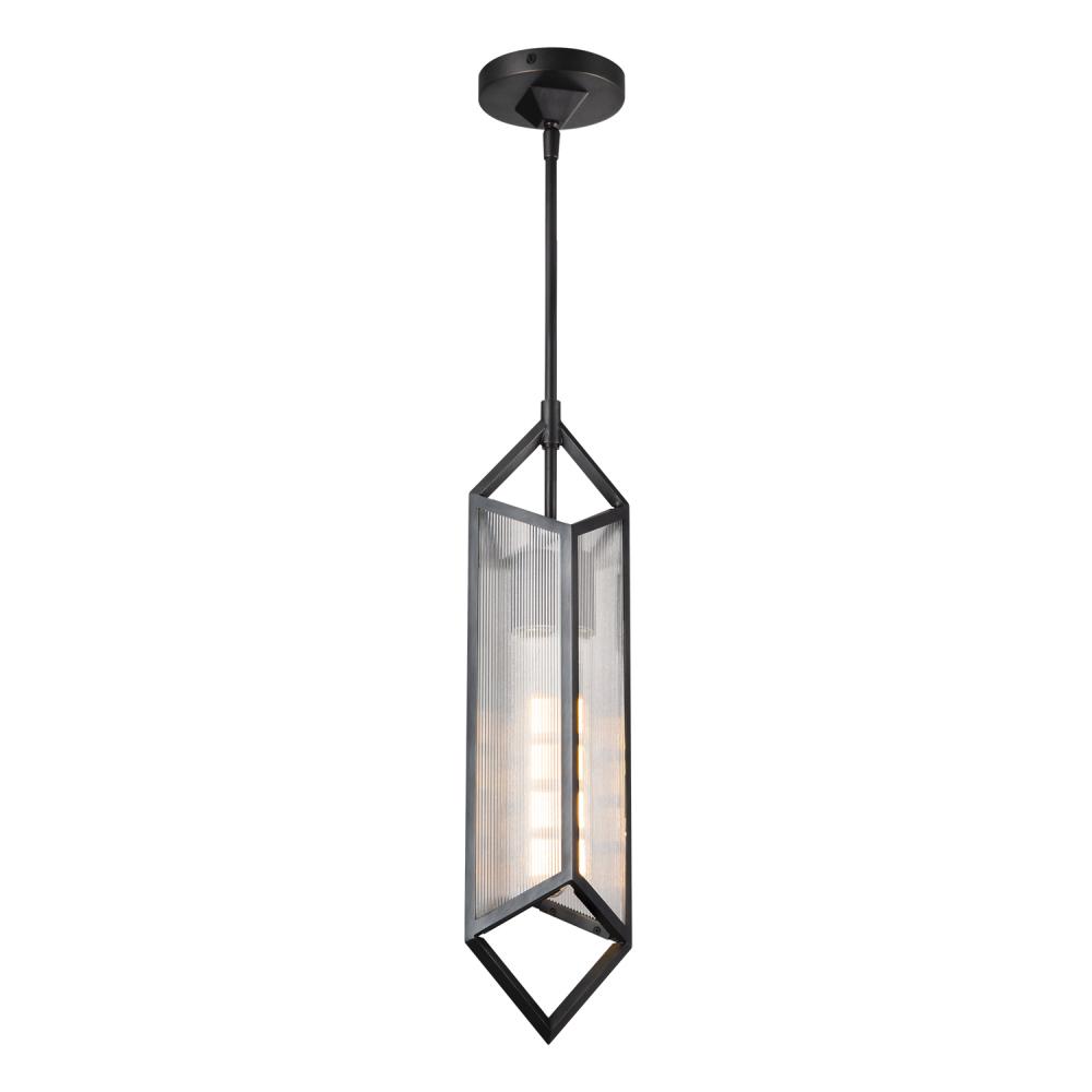 Cairo 19-in Ribbed Glass/Urban Bronze 1 Light Pendant