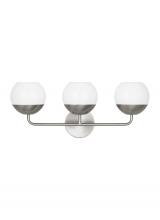 Visual Comfort & Co. Studio Collection 4468103EN3-962 - Alvin modern LED 3-light indoor dimmable bath vanity wall sconce in brushed nickel silver finish wit