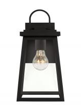 Visual Comfort & Co. Studio Collection 8648401EN7-12 - Founders modern 1-light LED outdoor exterior medium wall lantern sconce in black finish with clear g
