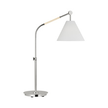 Visual Comfort & Co. Studio Collection AET1041PN1 - Remy transitional 1-light LED large indoor task table lamp in polished nickel silver finish with whi